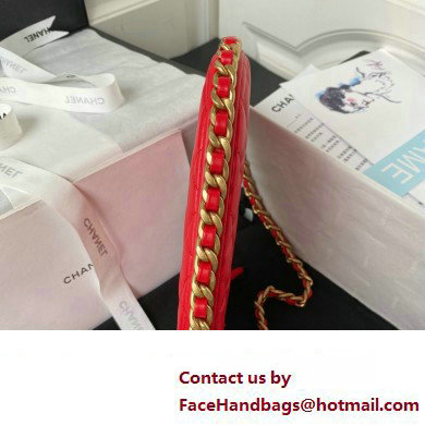 Chanel Shiny Crumpled Lambskin  &  Gold-Tone Metal Hobo Handbag AS4378 Red 2023